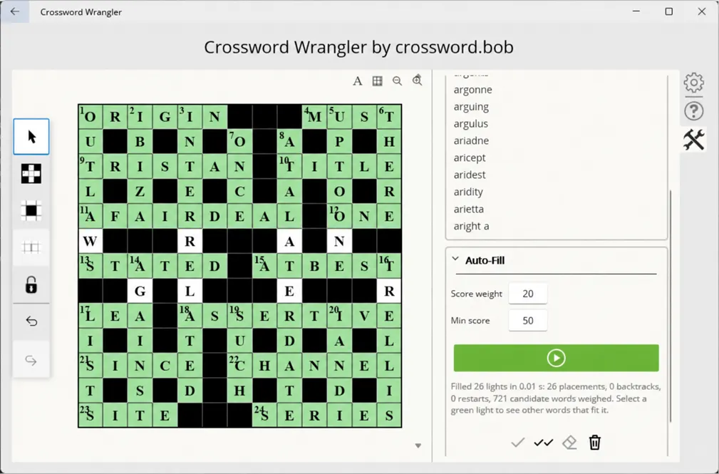 One possible result of the Auto-fill tool
