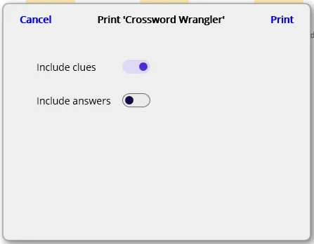 The print dialogue