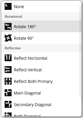 Detail of the symmetry type menu